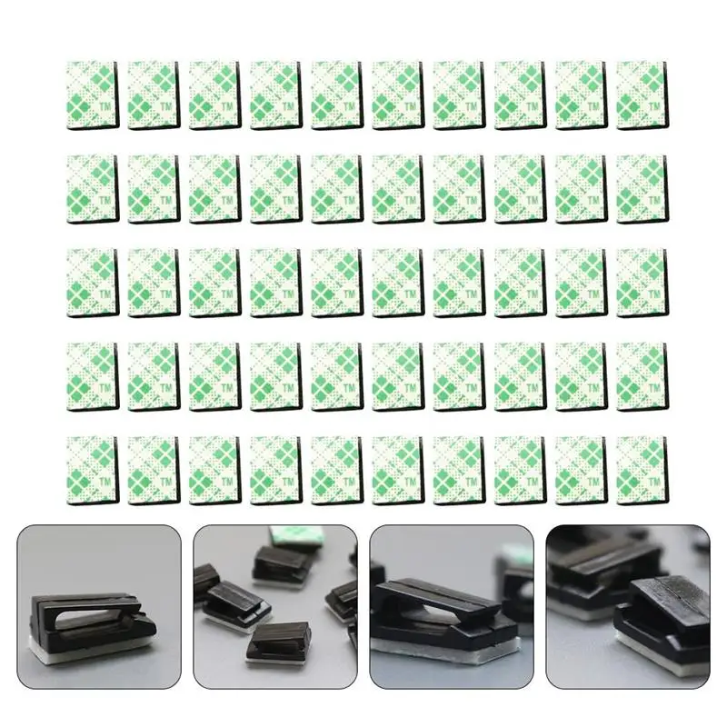 100 Pcs Cable Wire Clips Organizer Adhesive Cord Management Useful for Cables Black Office Fixing Tool