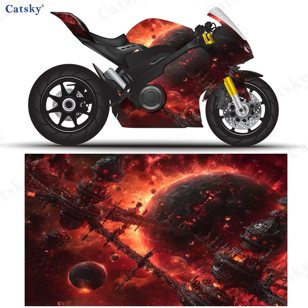 Space Motorcycle Sticker, Detachable Sticker, Universal For Motorcycles, Durable And Scratch Resistant PVC, Long-lasting Residue