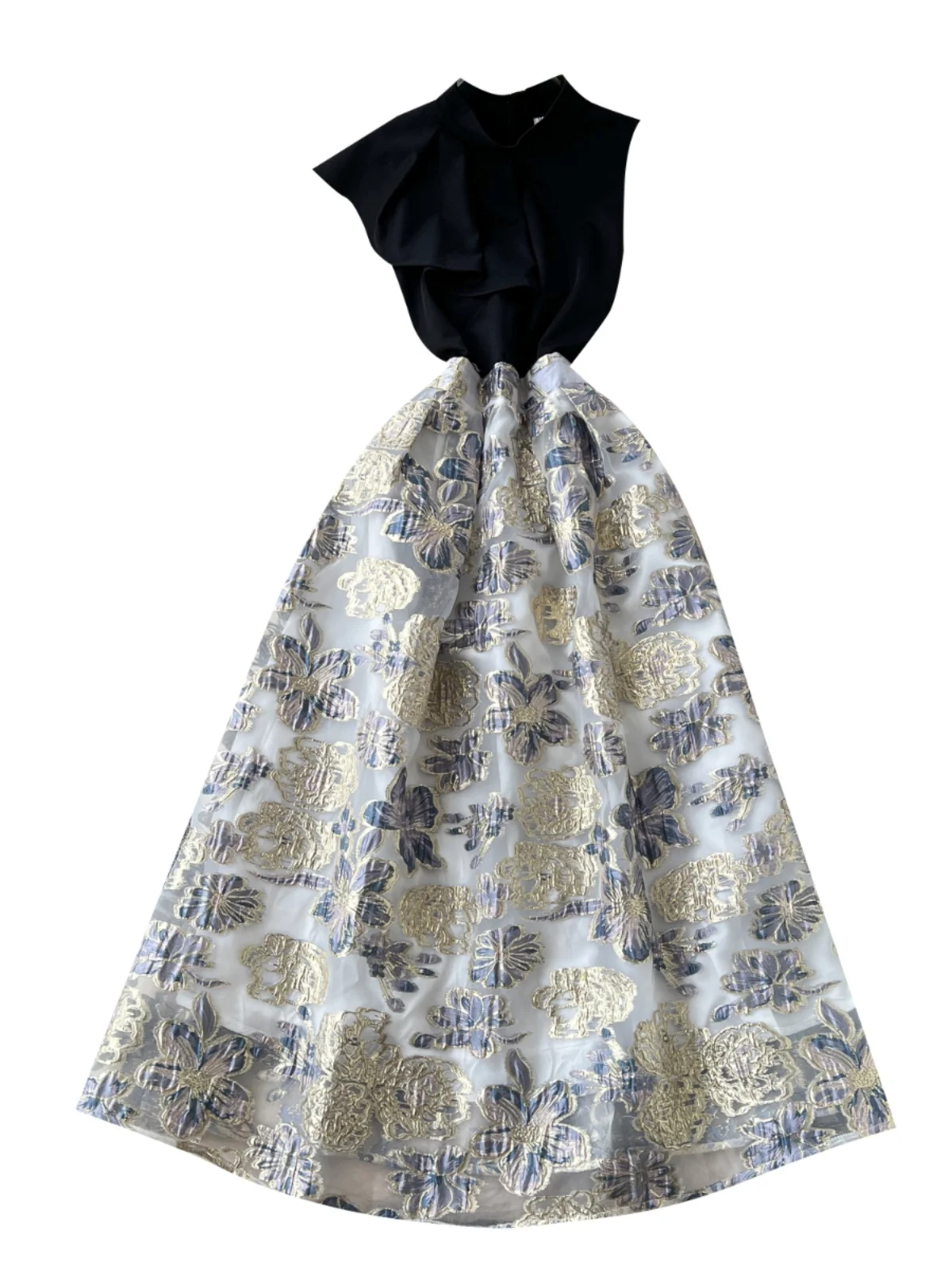 Spring New High Waist Gown for Women with Gold Embroidery And Svel Waist-Cinching Dr Korean Sle A-Line Skirt