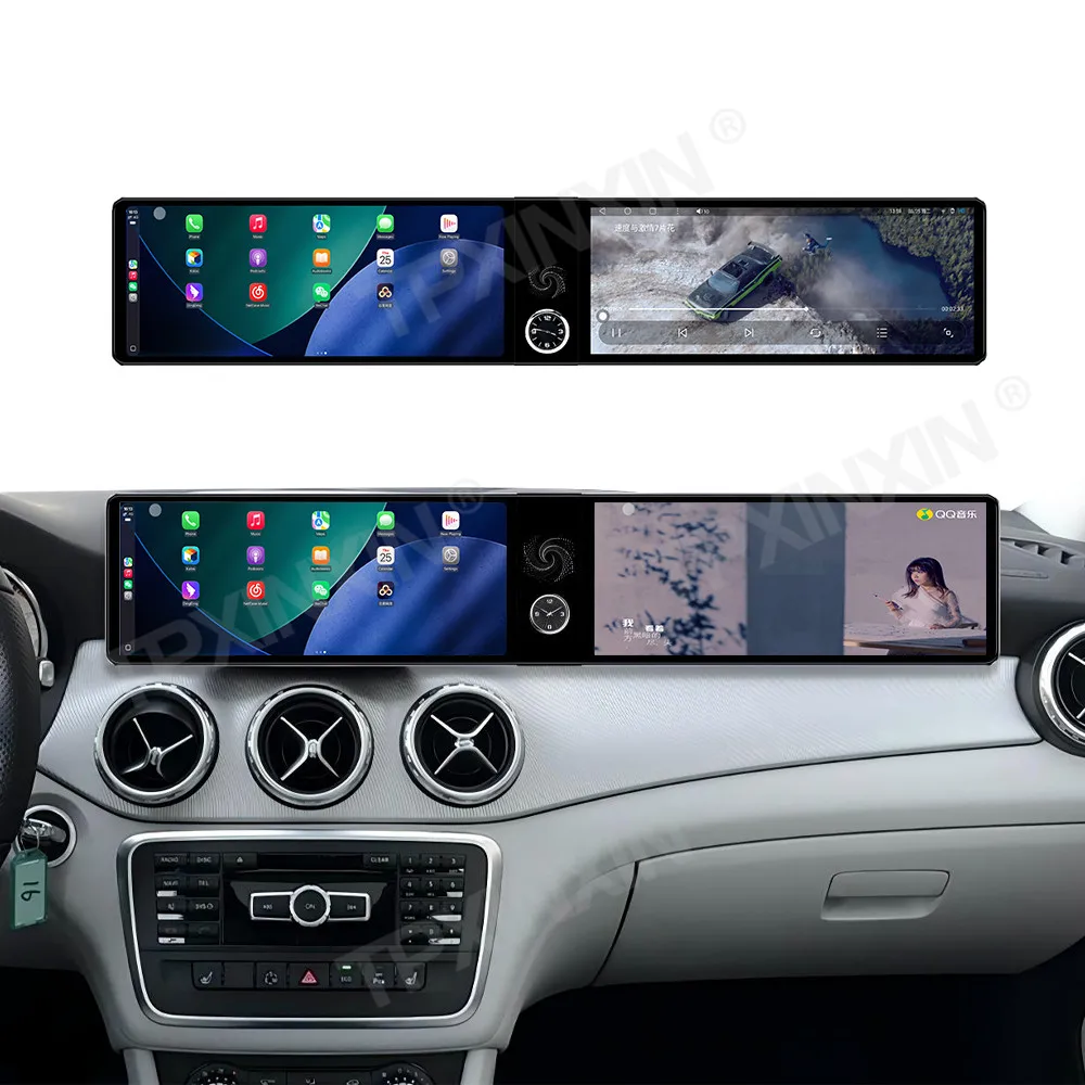 12.3inch Dual Screen Android 13 for Mercedes Benz GLA  200 250 2013 - 2015 Car Multimedia GPS navigation auto carplay radio unit