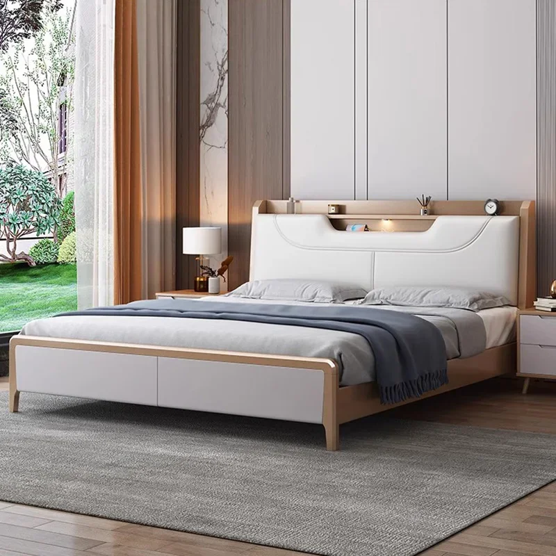 

Minimalist Princess Bed Bedroom Aesthetic Modern Trendy Beauty Multifunctional Bed Wooden Letto Matrimoniale Salon Furniture