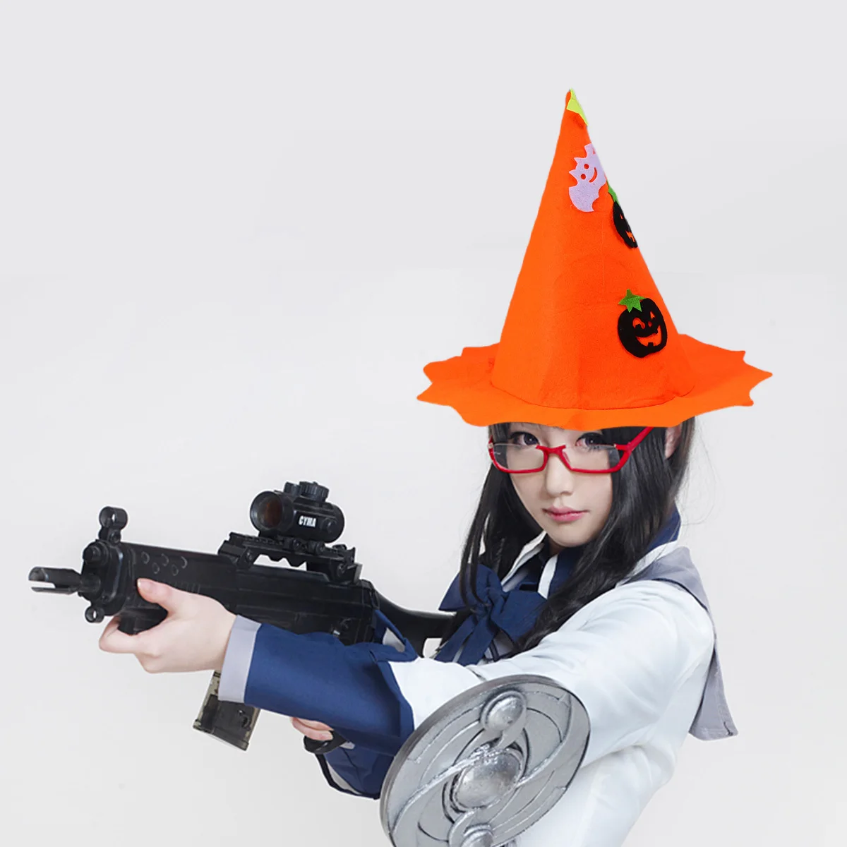 

Witch Hat Halloween Pumpkin Cap Orange Cosplay Costume Accessories Lightweight Durable Easy to Wear Festival Gift