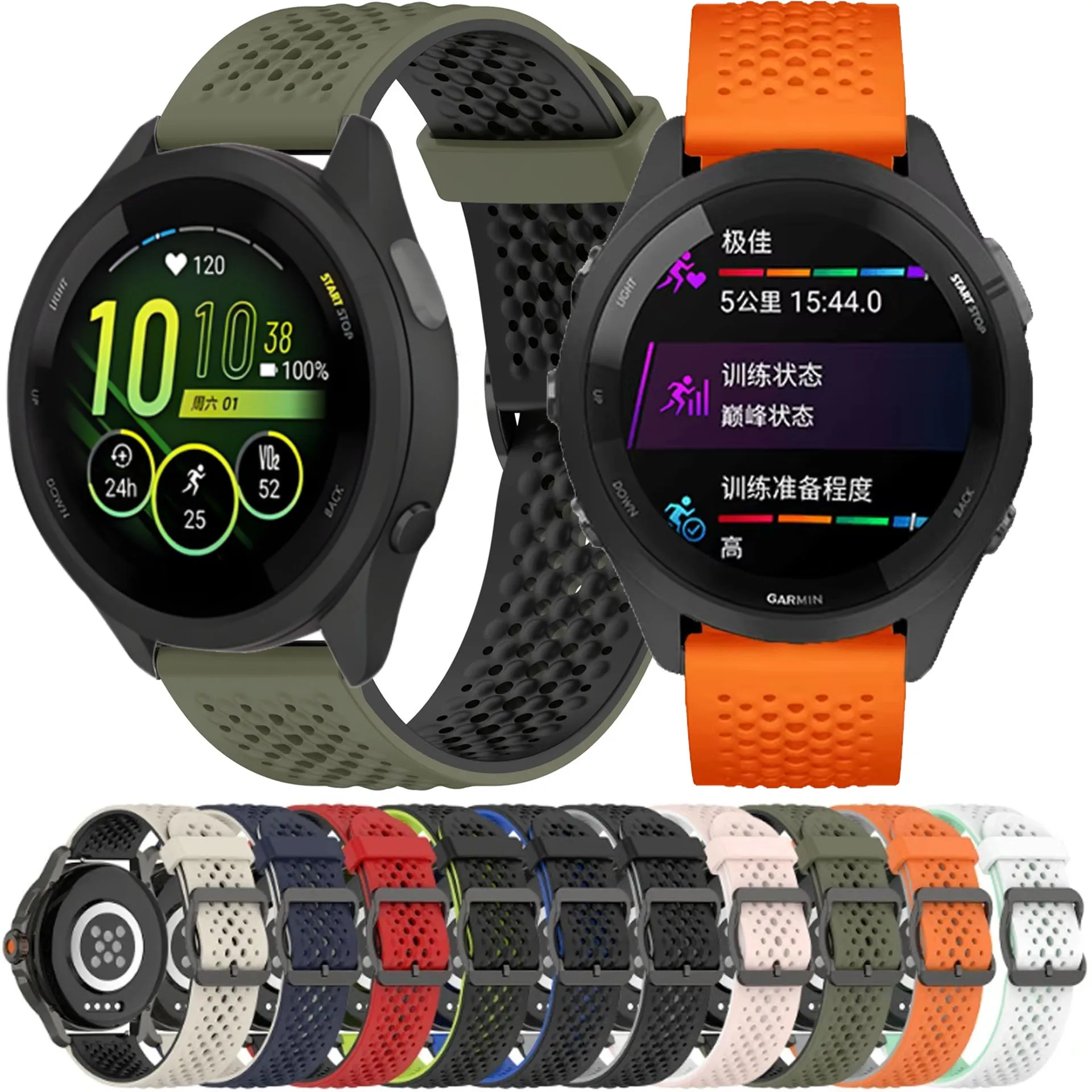 

Силиконовый ремешок 20 мм 22 мм для Garmin Forerunner 165 265 55 Venu 3/2 Active5, дышащий браслет, браслет Garmin 965 955 745, ремень
