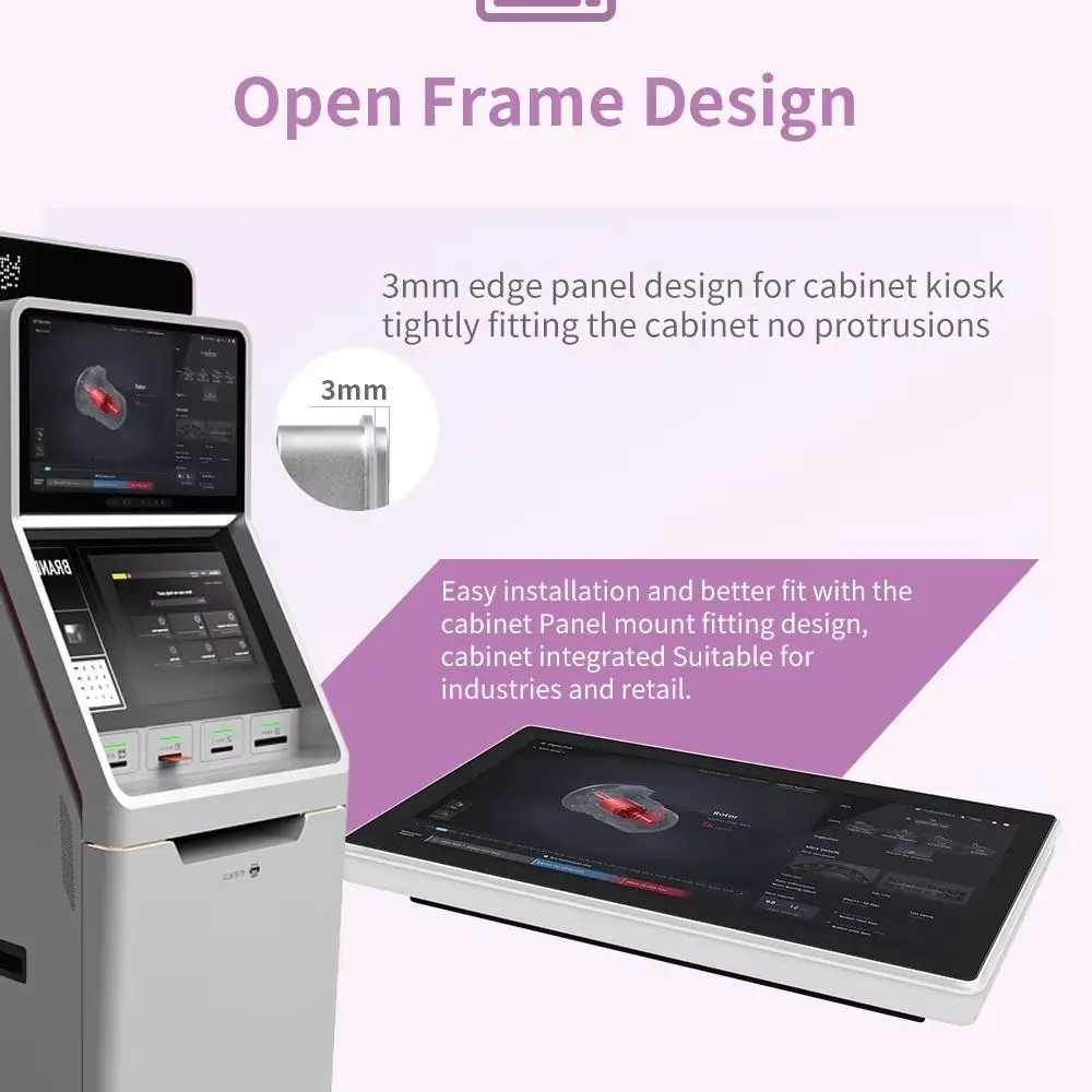 New IXHUB 15.6Inch PoE HD PC Industrial Embedded All In One Open Frame Panel HMI Screen IP65 Waterproof Rear Embedded Ubuntu