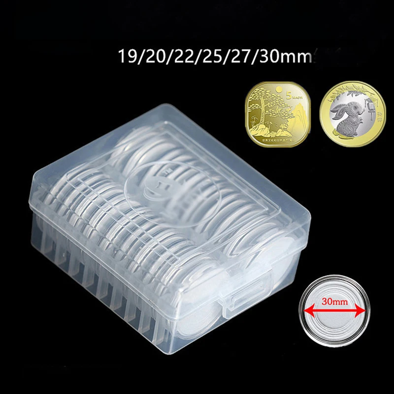 20 Cells Clear Collection Coin Capsules 46mm Transparent Eagle Coin Protector Case Storage Box Round Coin Holders Containers