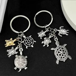 Cute Sea Turtle Keychain Metal Hollow Tortoise Pendant Key Holder Women Men Handbag Backpack Charms Accessories Ocean Lover Gift