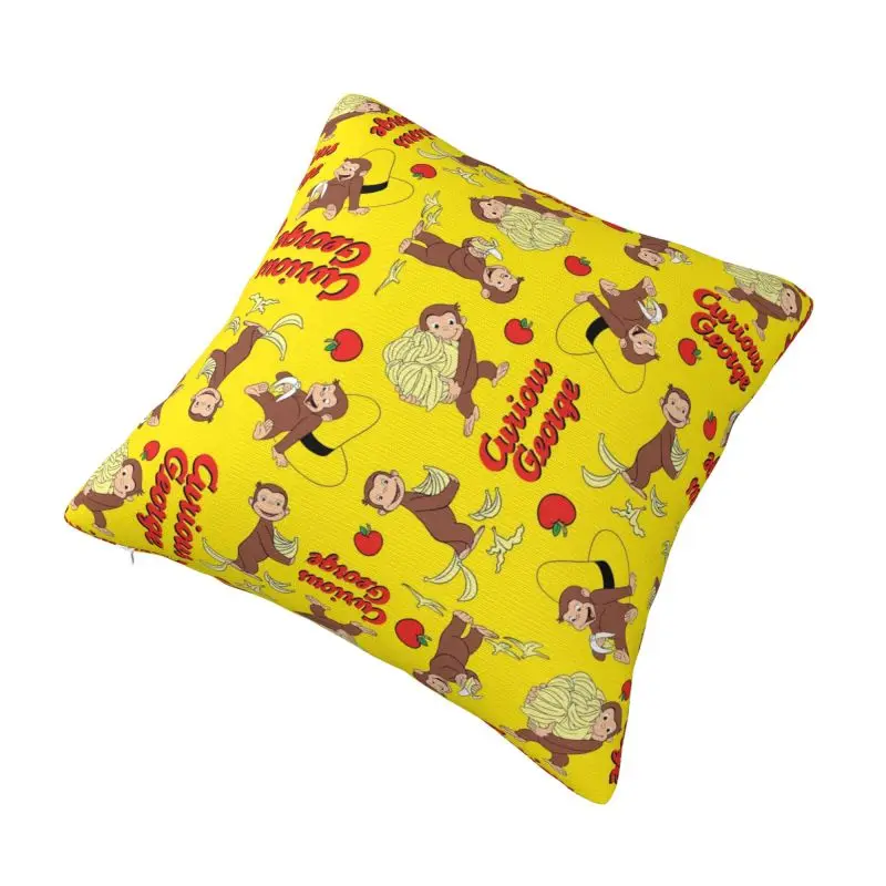 Custom Luxury By The Yard Blue George The Curious Anime Monkey Fruit Cushion Cover for Sofa Velvet Throw Pillow Case