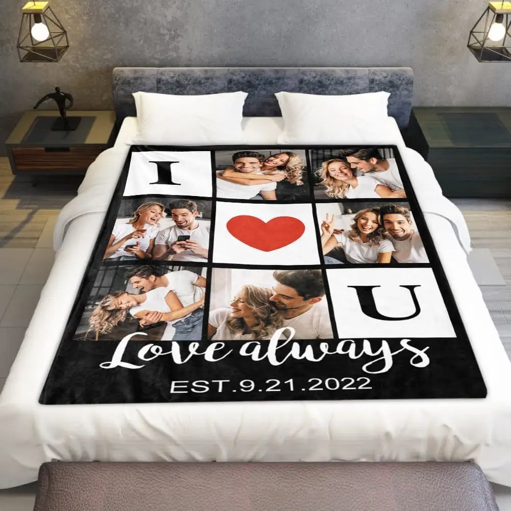 Regalo personalizzato foto foto coperta coperta flanella personalizzata per marito/moglie/fidanzata/fidanzato compleanno san valentino