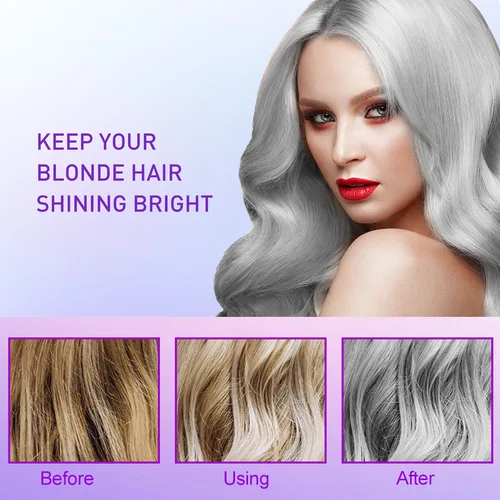 Imagen 2 del producto Champú para teñir el cabello con fijación de Color gris, cubierta para cabello gris que se desvanece, champú para el cabello amarillo después del blanqueamiento, champú morado no irritante Rubio