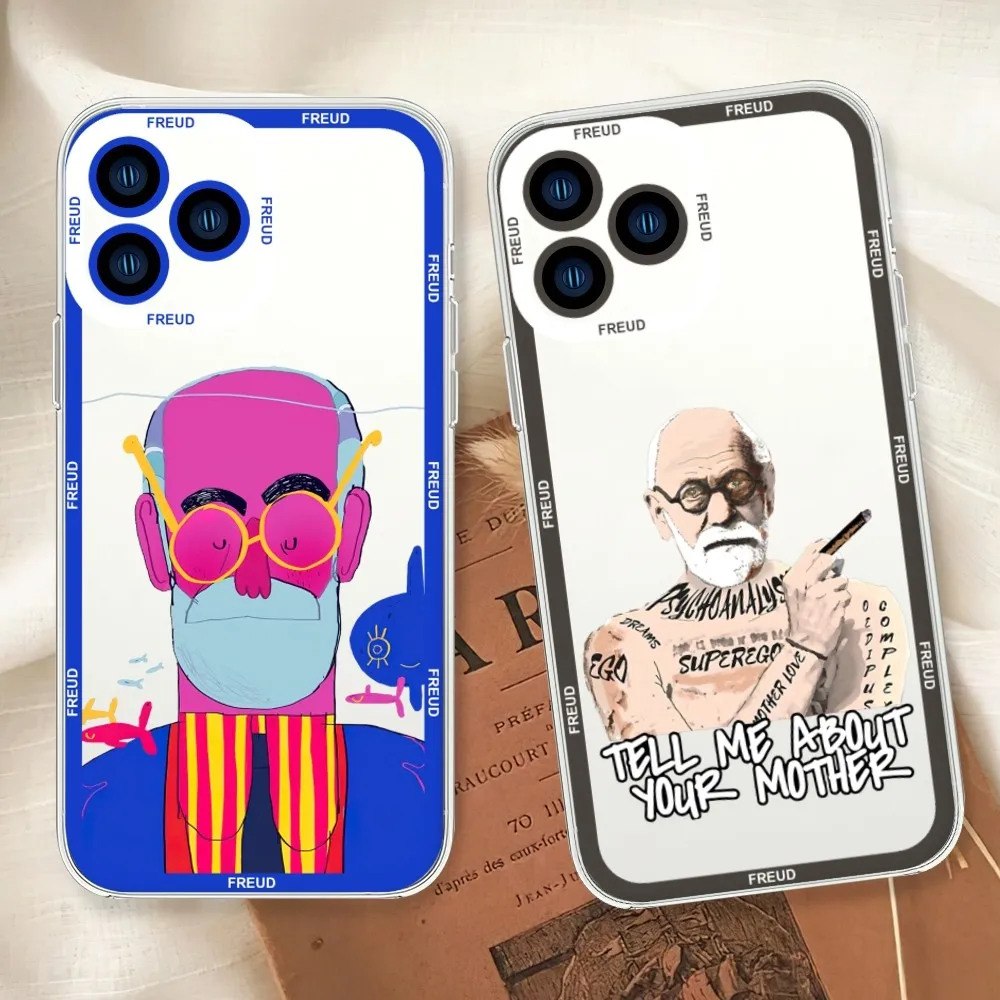 Sigmund psychoanalysis Freud Phone Case For iphone 11 12 13 14 15 Mini Plus Pro Max Transparent Shell