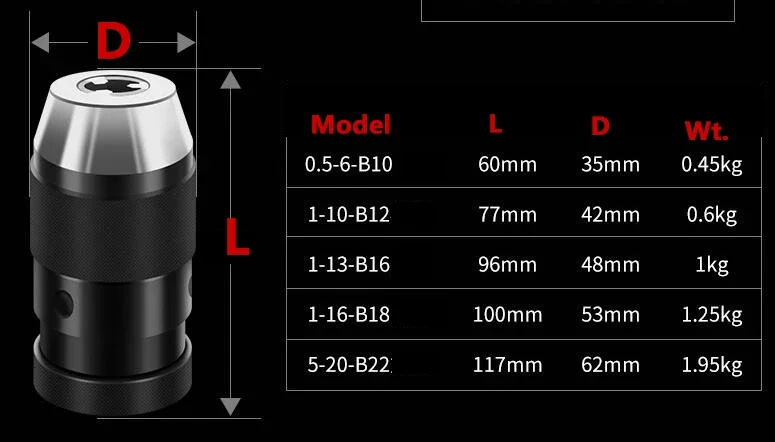 Automatic Self-tightening Drill Chuck B10 B12 B16 B18 B22 C6 C8 JT2 JT3 Morse MT1/MT2/3/4 taper shank connecting rod universal