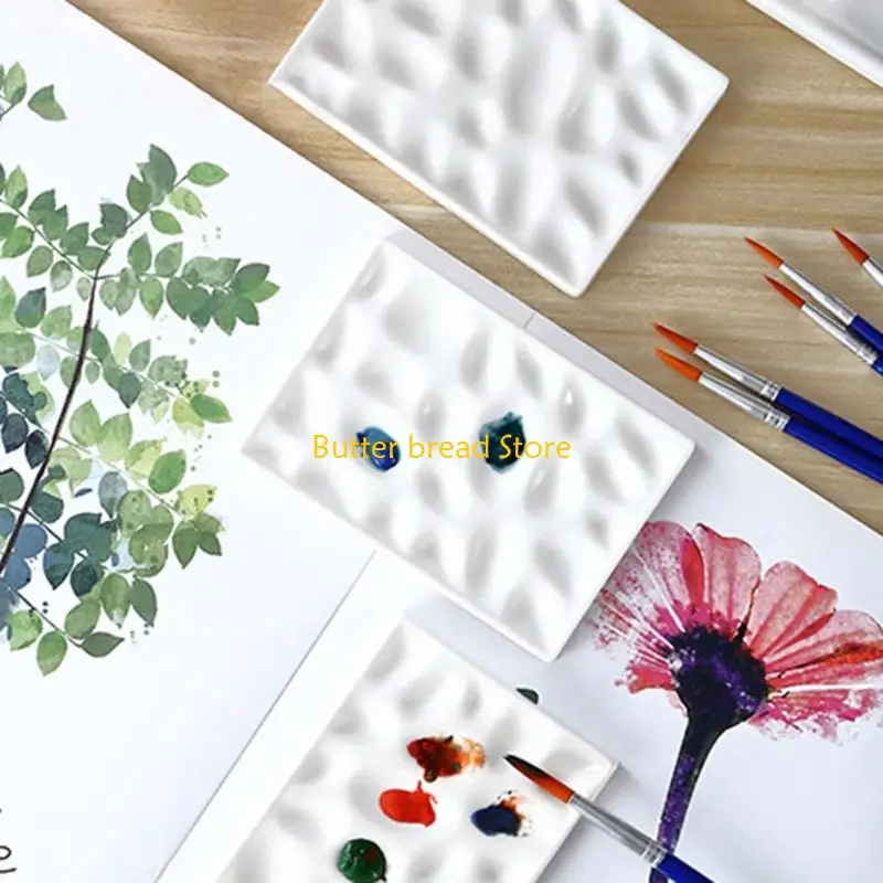 W89C Portable Ceramic Children Painting Tray Painting Palette Children Kids Artists Nonslip Surfaces Art Supplies For Travel