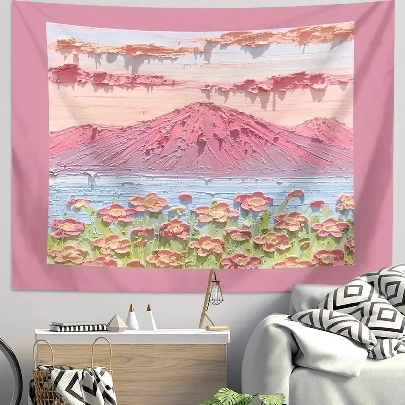 

Artistic Bedroom Wall Tapestry - Nordic Ins Style & Japanese Pastel Textured Art, Cozy Headboard Decor