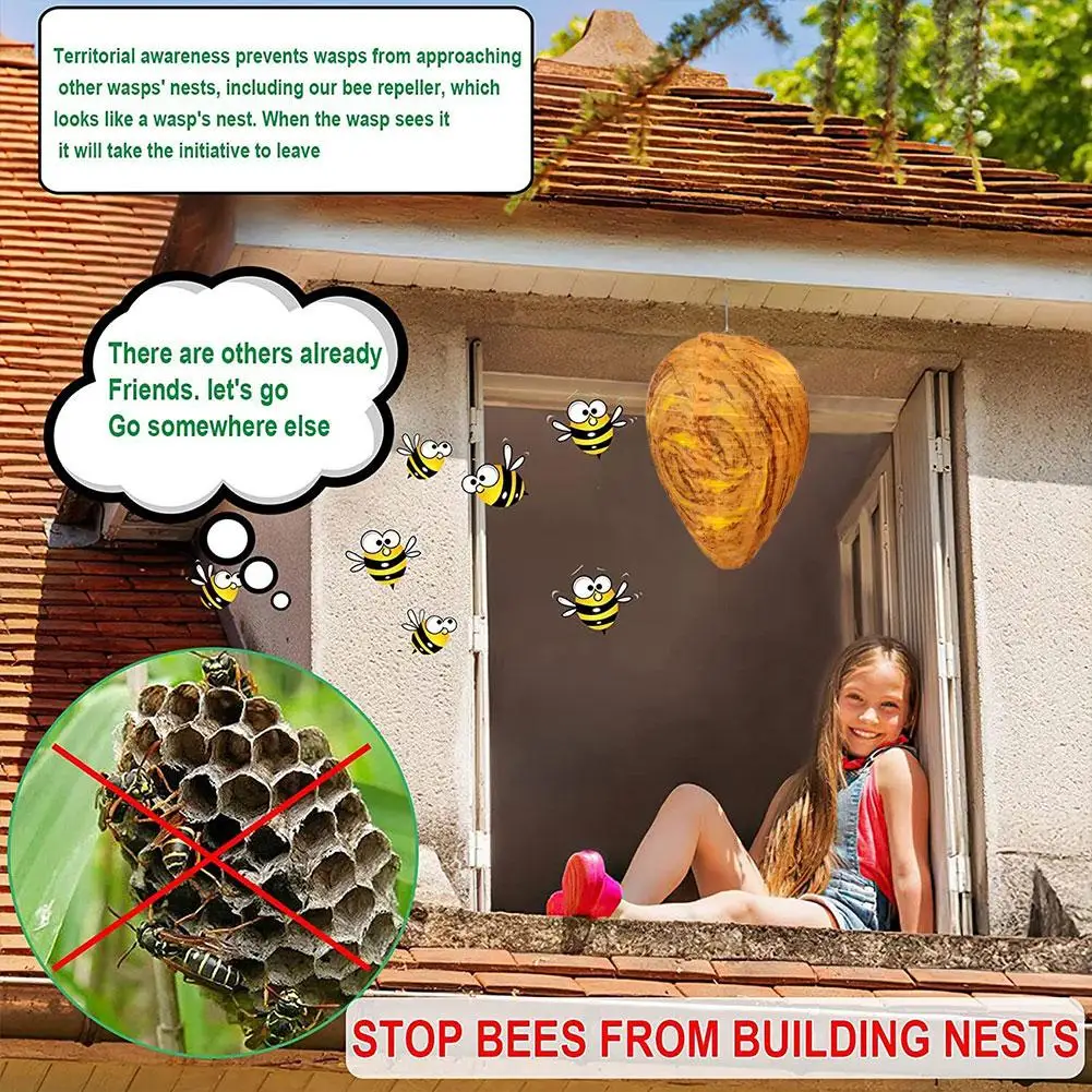 Hanging Wasp Nest Decoy Outdoor impermeabile Fake Wasp Nest Decoy Hornets plastica insetti Paper Drive Beehive Lantern