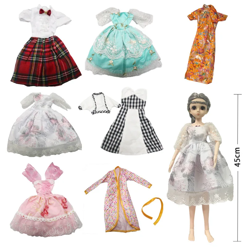 42cm Doll's Clothes 1/4 Bjd Accessories Plaid Skirt/ Cheongsam/ Dress Children Dress Up Toys Gifts