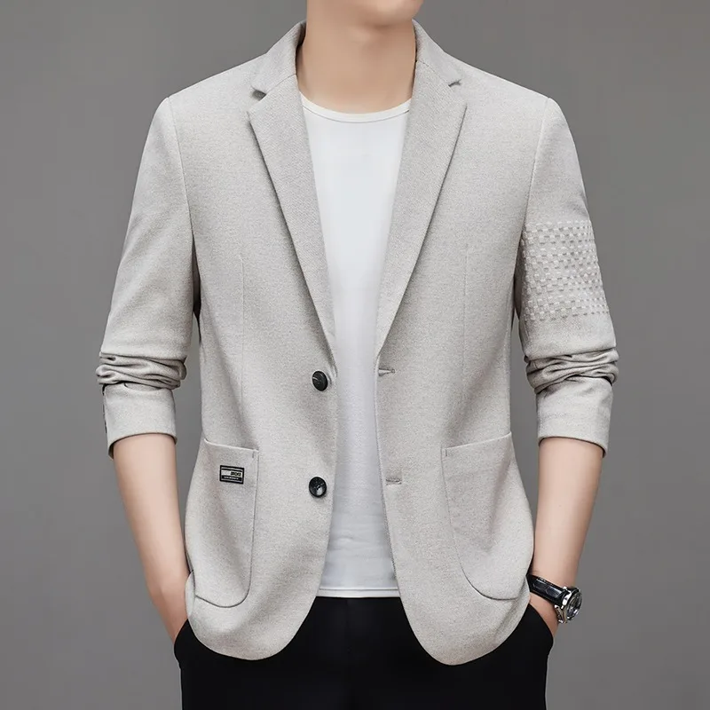 

Men's Business Casual Blazer Non-Iron Two-Button Single Suit Jacket Lightweight Daily Office Work Wear for Middle Young Males