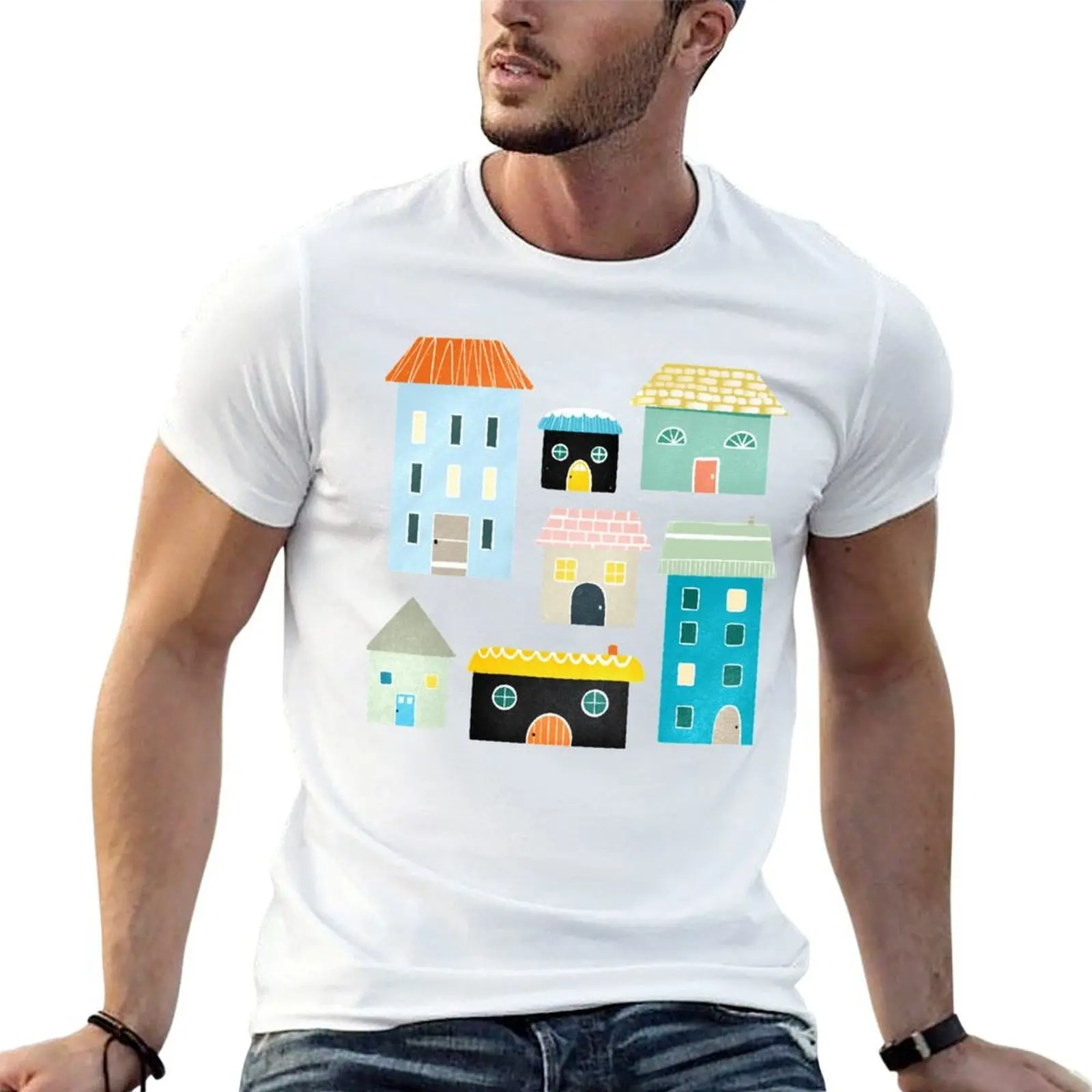

Cute Blue and Yellow House and Home Illustrations T-Shirt man t shirt graphic man t shirts graphic T-Shirt