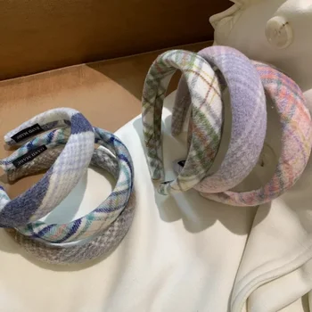 Cerchio per capelli scozzese di lana retrò in stile britannico alla moda dolce 100 fermaglio per capelli pressato con fascia per capelli nuovi accessori per capelli autunnali e invernali