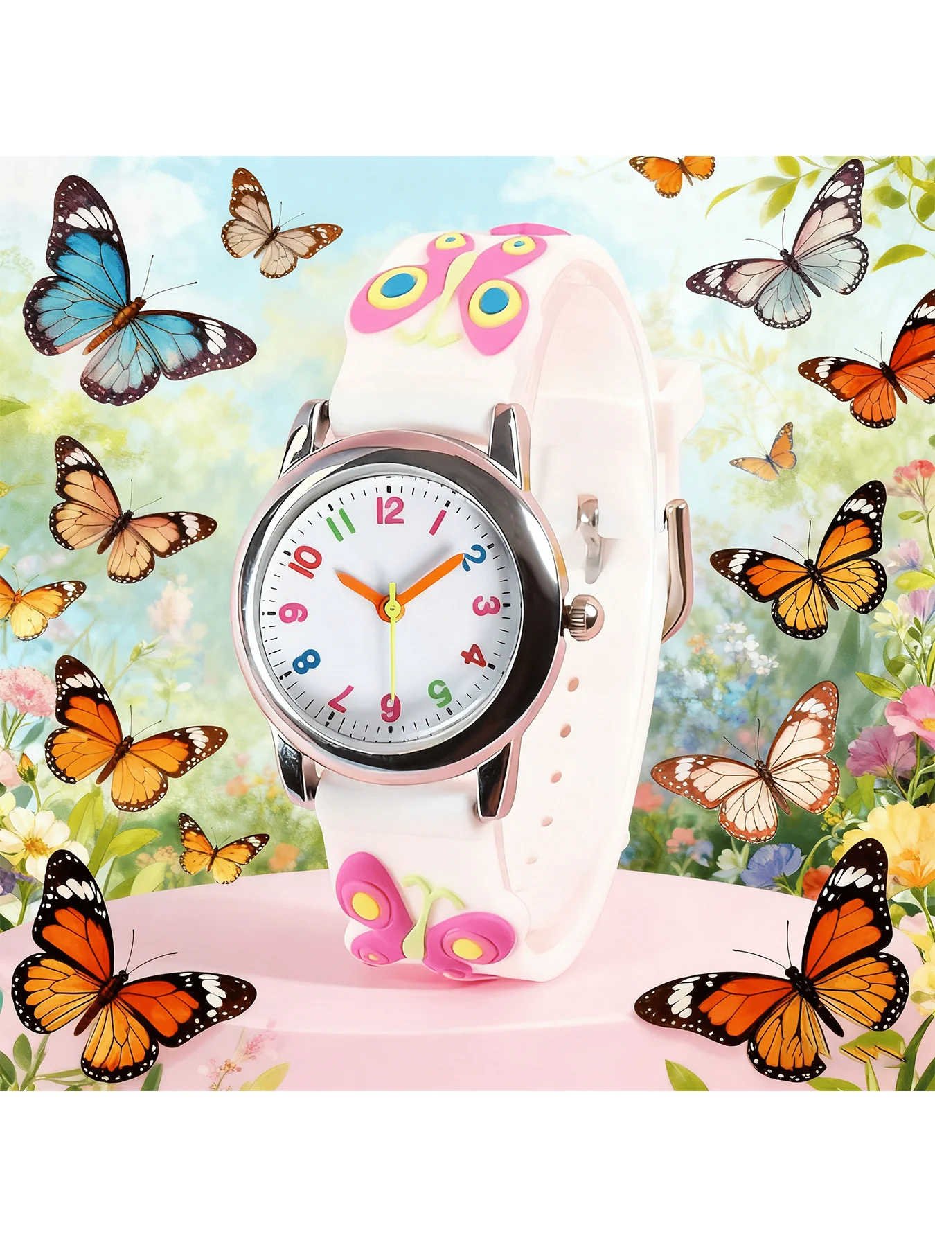 Butterfly-shaped quartz watch, water-resistant and drop-resistant, with a girly and princess style, soft silicone comfortable st