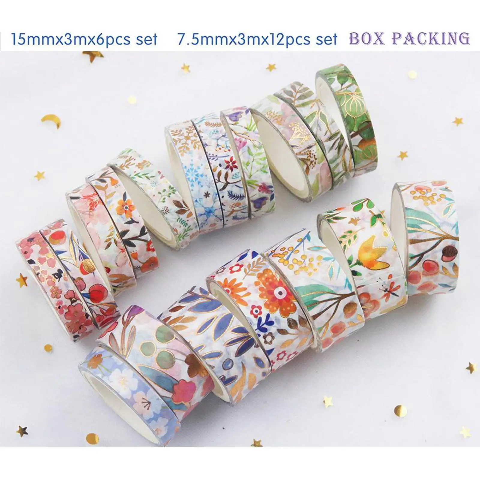 20 pezzi Washi Tape Set nastro adesivo decorativo per arti, forniture, pianificatori, album, carte/confezioni regalo