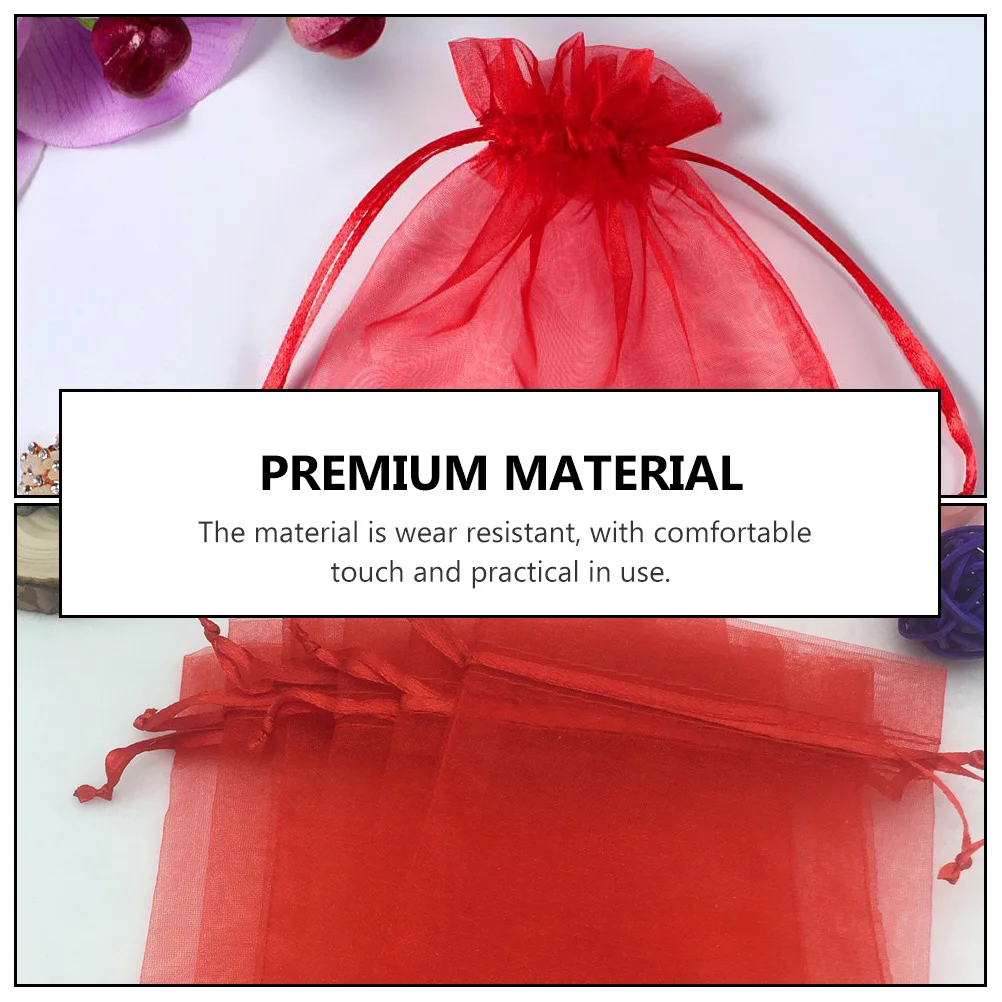 

100Pcs Mini Drawstring Bag Soft Gauze Pouch for Gift Packaging Craft Supplies Beads Chains Festival Favors Storage Solution