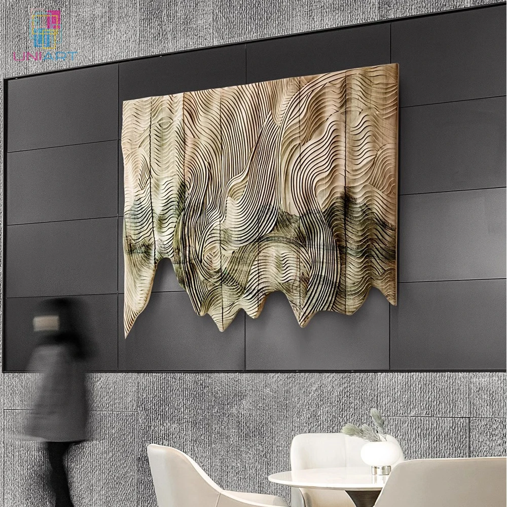Custom Large Home Wood Work Decoration Wall Painting Living Room 3D Wooden Art Paintings And Wall Arts Canvas