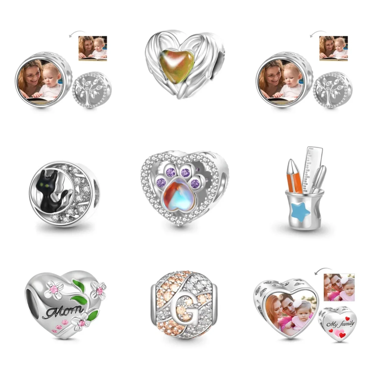 

Beads Diy Beaded Bracelet Accessories Cute Claw Bone Love Beaded Silver-plated Love Couple Cat
