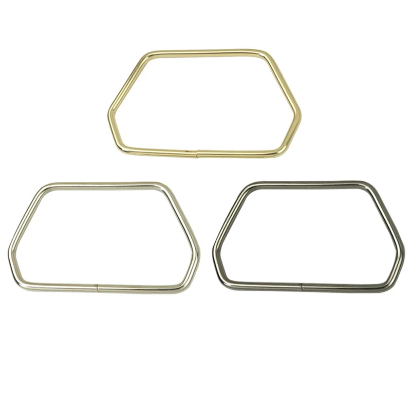 Mango de Metal trapezoidal Hexagonal fuerte para bolsos, herrajes para equipaje, accesorio para bolso DIY, correa para caja de regalo, marco de monedero dorado y plateado