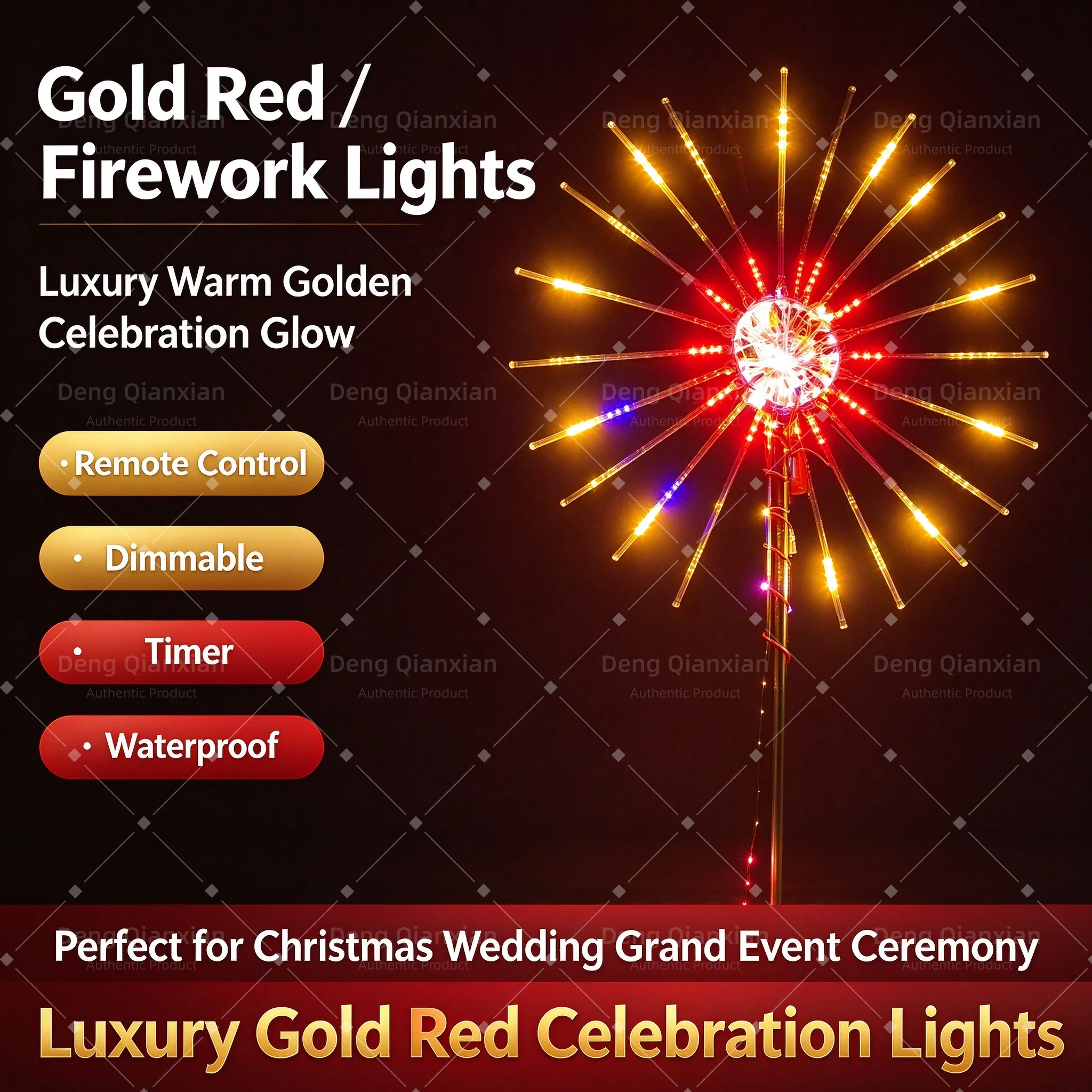 Sound Activated Firework Lights with Dual Speakers, RGB Music Sync Dancing, Programmable Waterproof Outdoor Lawn Decor Lights