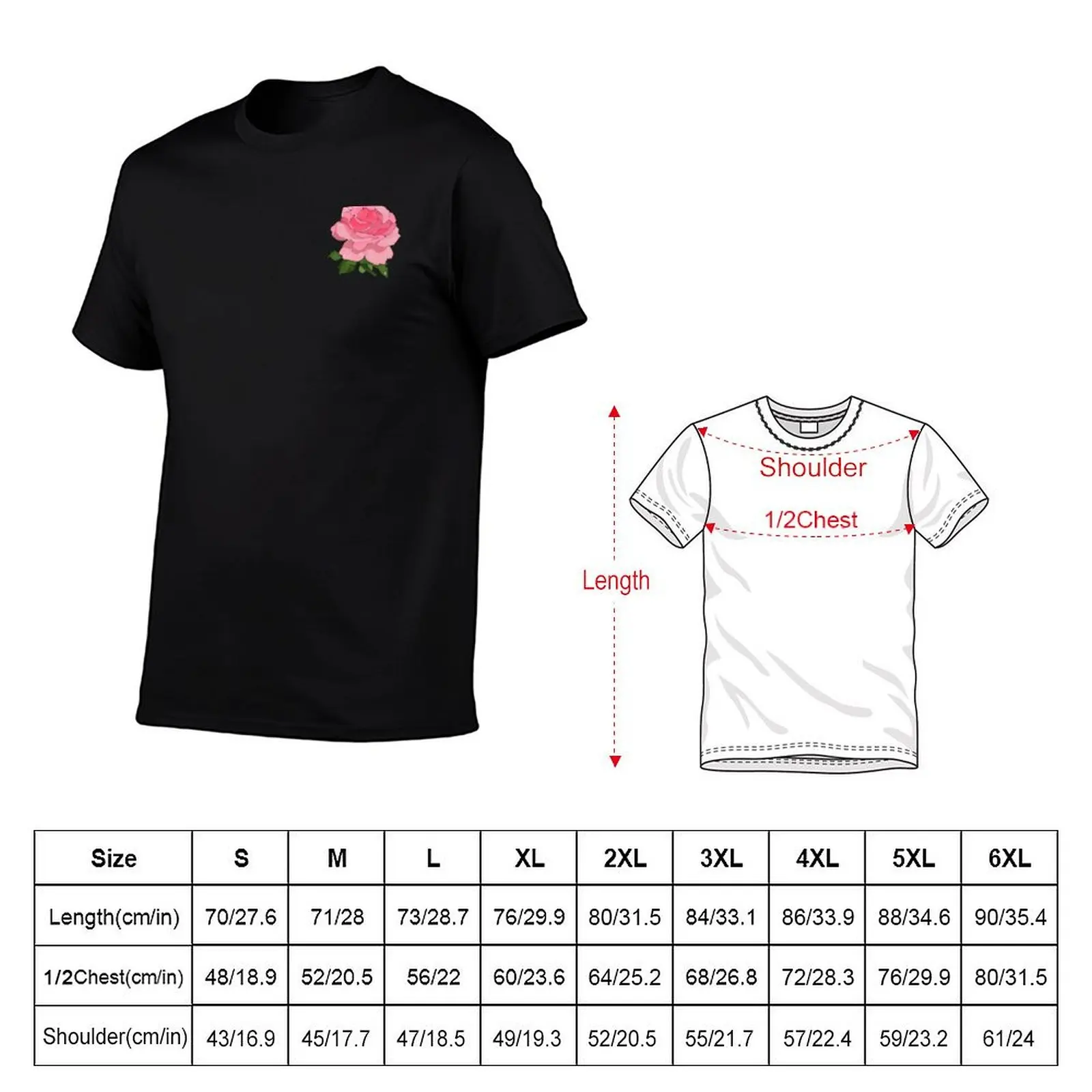 Simple Pink Rose T-Shirt korean fashion summer clothes mens graphic t-shirts pack