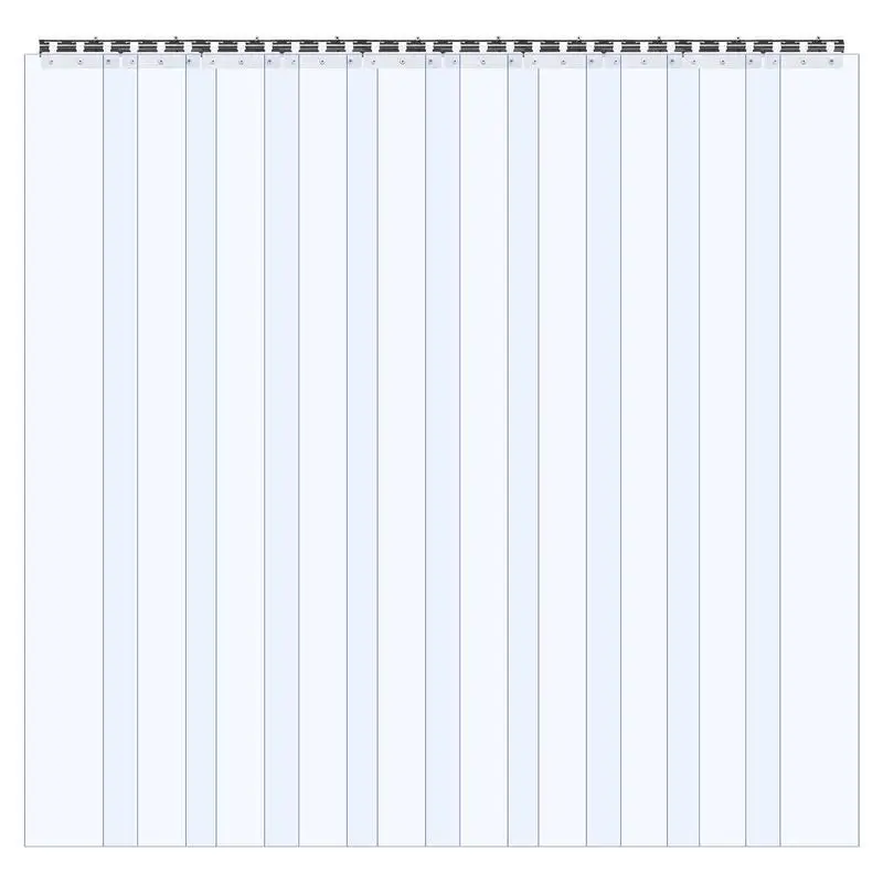 PVC strip curtain, 1524x2440 mm, 2 mm thick, 10-pack, -20-60℃, smooth, transparent plastic door strips for warehouse, freezer and garage doors