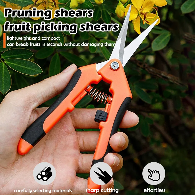 Gardening Scissors Hand Pruner Pruning Shears Trimming   grapes Scissors with Straight Elbow Stainless Steel Blades for Plant