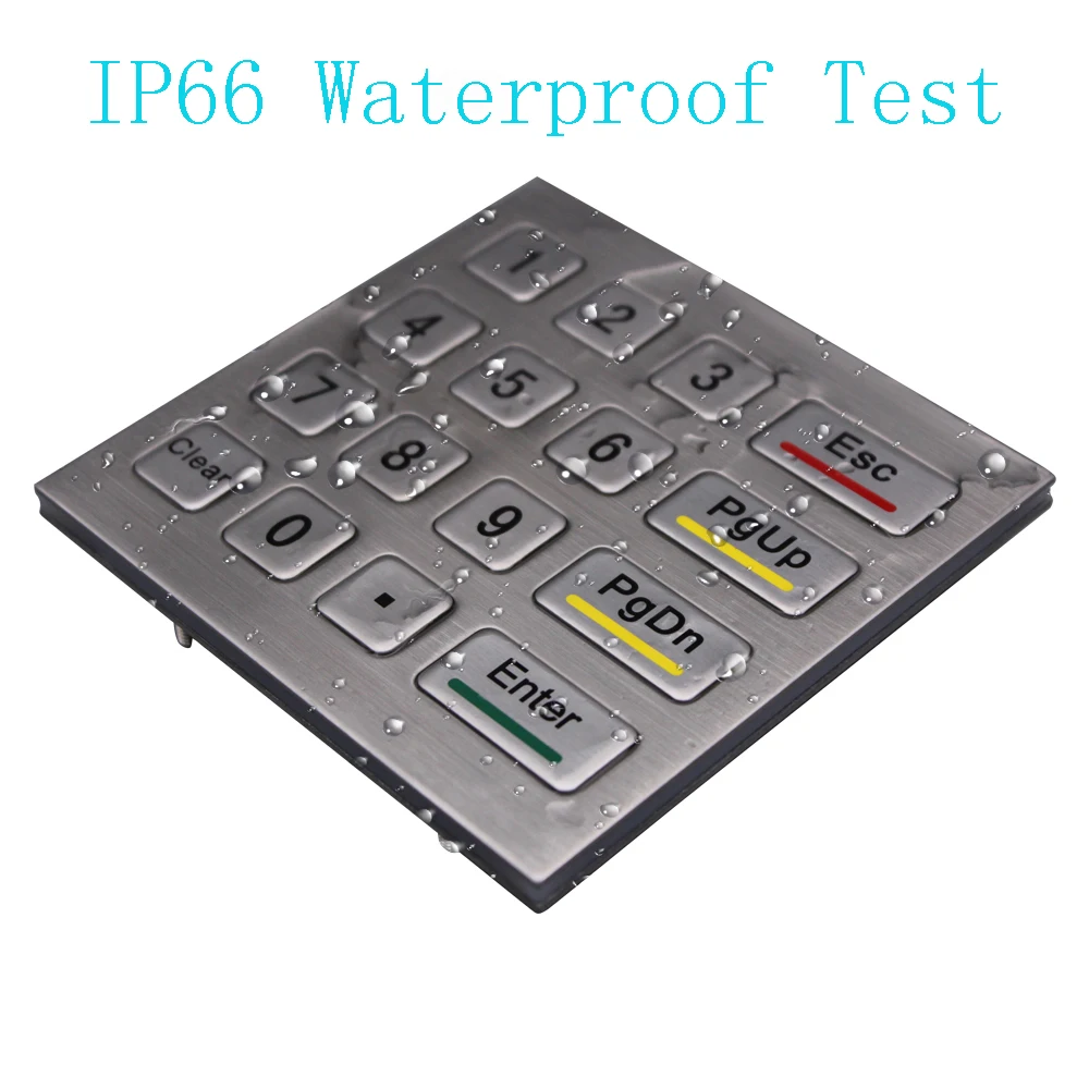 4x4 Metal Matrix Keypad IP65 Waterproof Industrial Keyboard Custom Numeric Stainless Steel Keypad ATM Vending Machine Keyboard