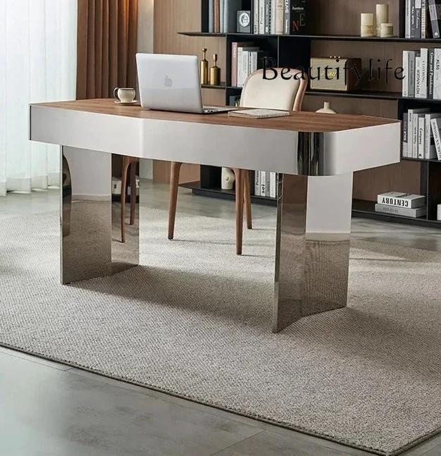 X40 Italian Minimalist Natural Marble Office Desk Large Flat Floor Home Computer Desk Designer Model
