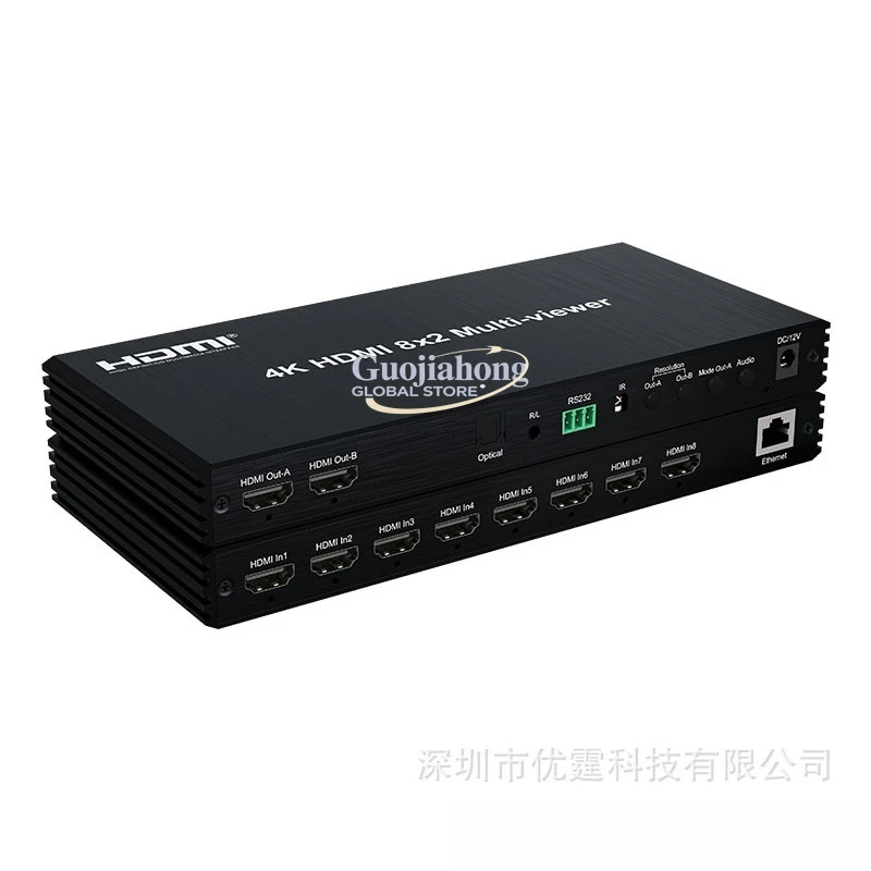 

Матричный коммутатор HDM & I 8x2 с бесшовным переключением, сплиттер на 8 экранов с оптоволоконным аудиоразветвителем для гарнитуры