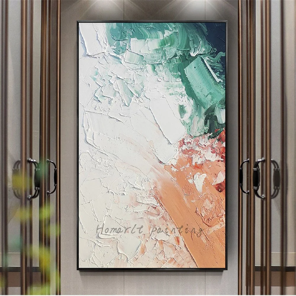 

Hand-Painted Palette Knife Mural Abstract Sunrise Coast Landscape Oil Painting Decor Wall Art Pictures For Living Room Home Trim