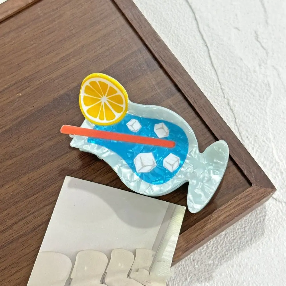 

Acrylic Cocktail Theme Hair Clip Goblet Shape Ponytail Clip Creative Shark Clip Geometry Beach Style Acrylic Hair Claw
