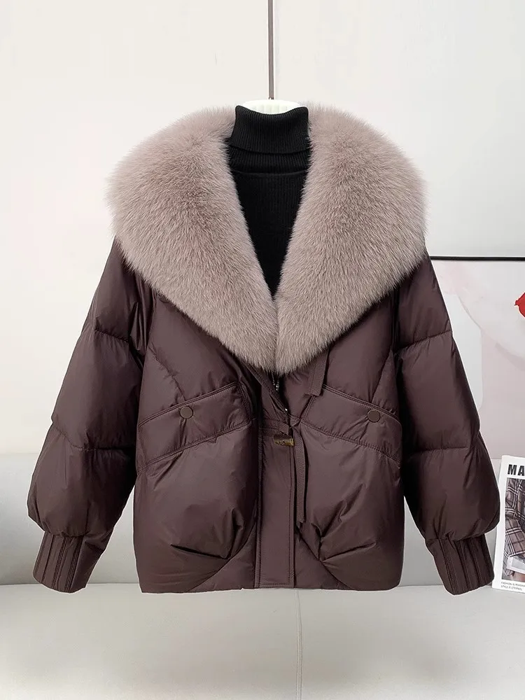 

Новая зимняя шуба средней длины больших размеров, женская теплая хлопковая шуба со съемным меховым воротником, V-Ne, застежка-молния