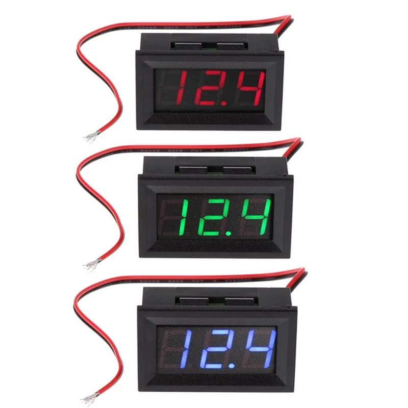 Red/Blue/Green12V 24V Motorcycle Vehicle LED Display Voltage Tester DC 3.5-30V Digital Car Voltmeter Automotive Voltage Meter