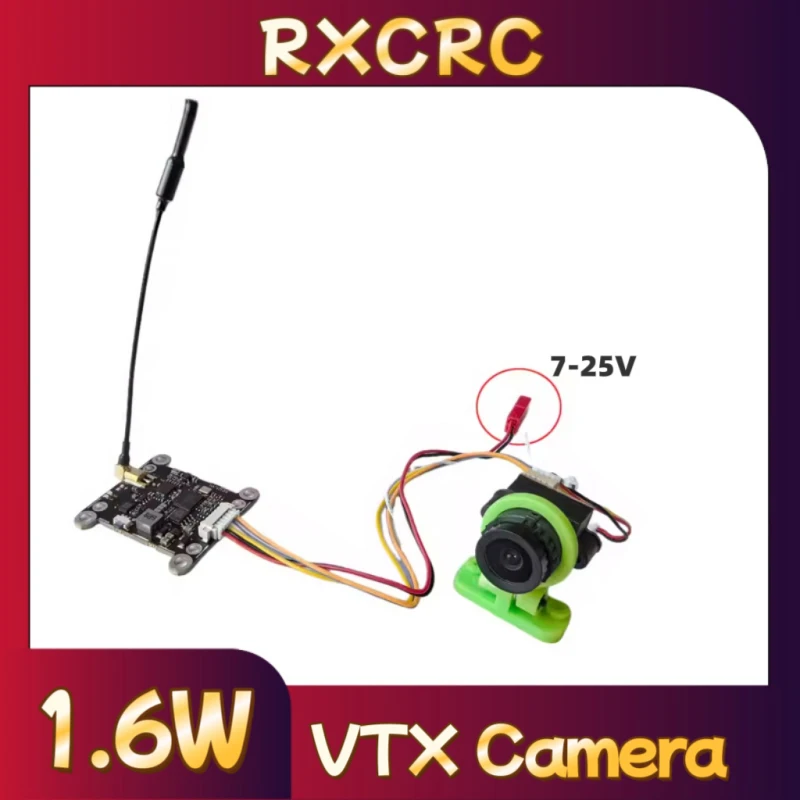 RXCRC 5.8G Module 48CH 1.6W VTX Double hole Transmitter FPV 1200TVL 2.5mm Camera 130°fov ，For RC Multicopter FPV Drone Part