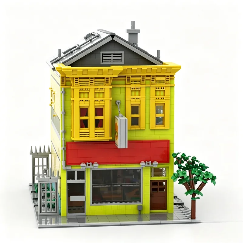 4704Pcs Bob's Burgers House Custom Building Blocks Cartoon Themed Restaurant Scene Model Educational Assembly Toy For Collectors
