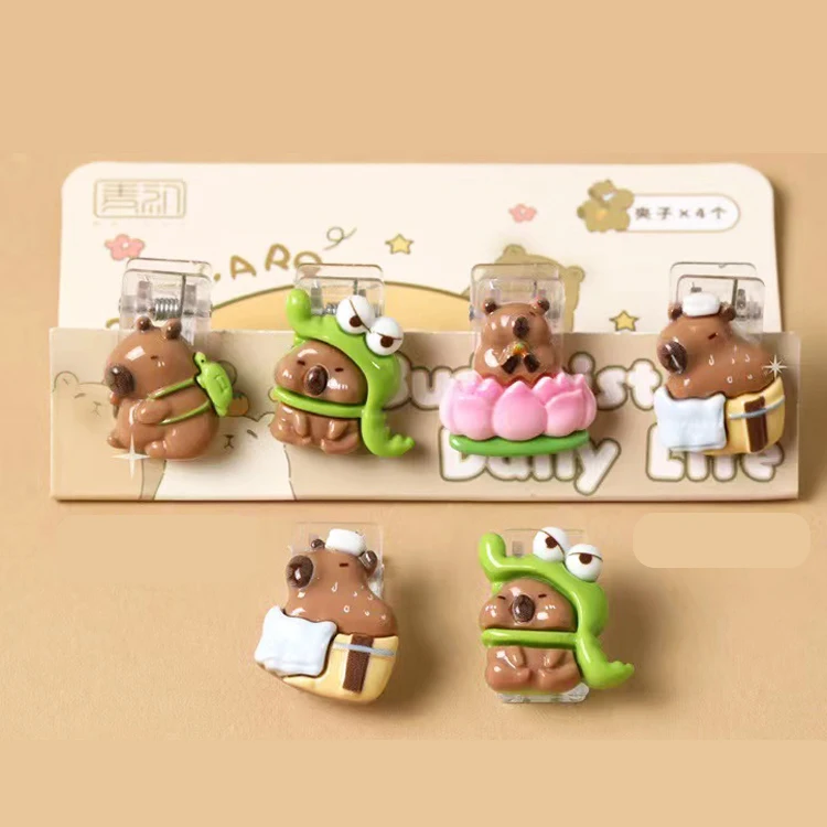 Cute Paper Clip Creative Lovely Capybara Scrapbook Journal Clip Student Stationery Acrylic Clip Office Binding Clip Photo Clip