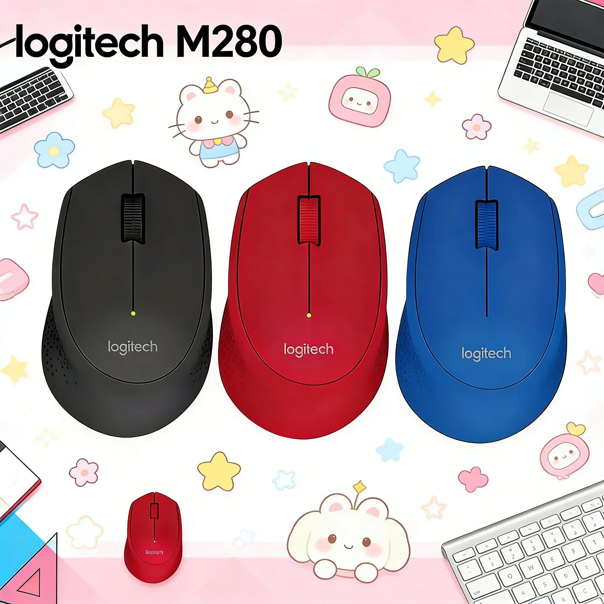 

Беспроводная бесшумная мышь Logitech M280, длительное время автономной работы, 1000 DPI, легкий вес, эргономичный дизайн, удобная + M750/M650/M280