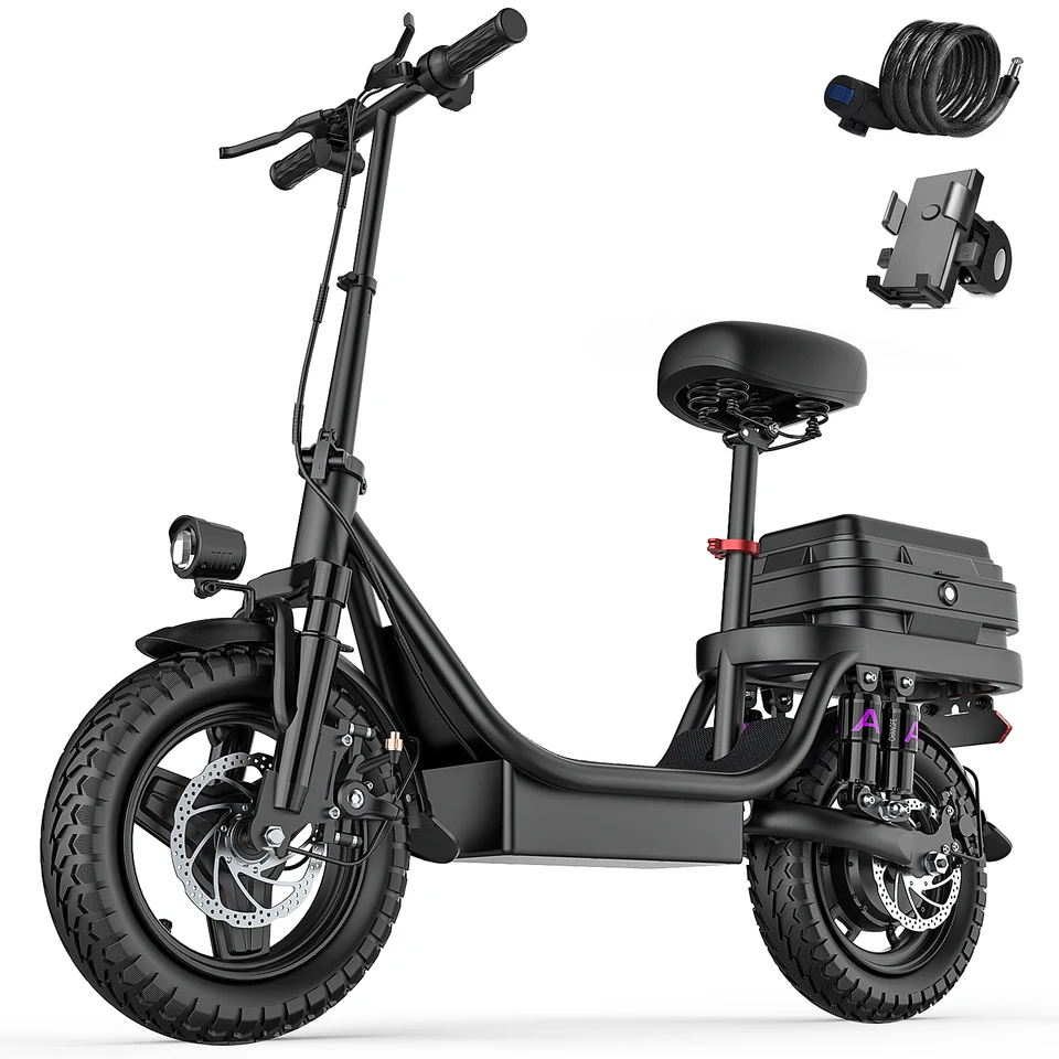 UPlee GQ8 Electric Bike For Adults 500W Scooter EBike 3-Riding Modes With 14" Fat Tire 48V 15AH LED College Students Commuters & Urban Riding E-Bike image 10