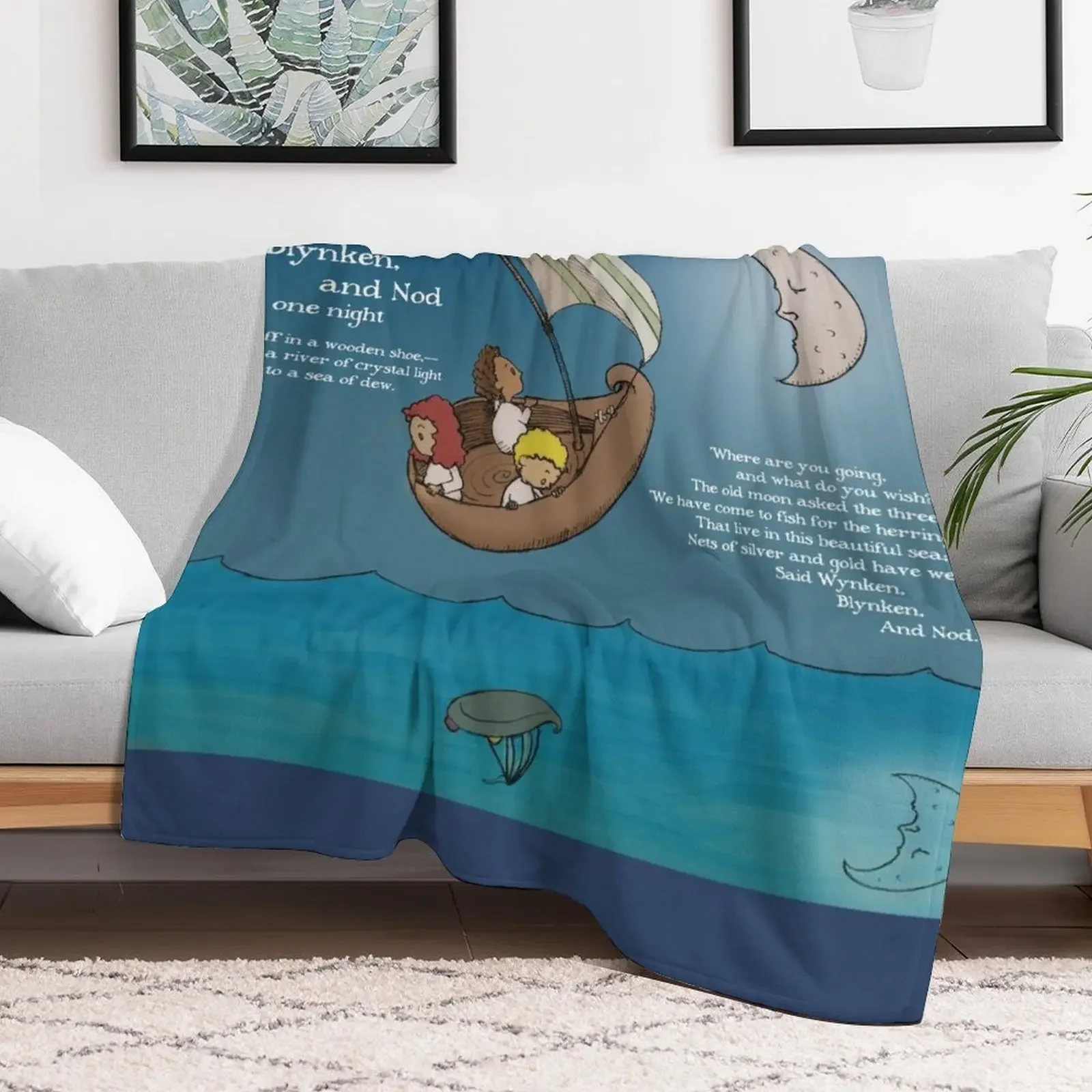 Wynken, Blynken, and Nod Poem Throw Blanket for babies Luxury Throw Blankets