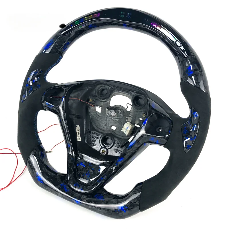 For Ford Fiesta Custom Blue Forged Carbon Fiber LED Steering Wheel
