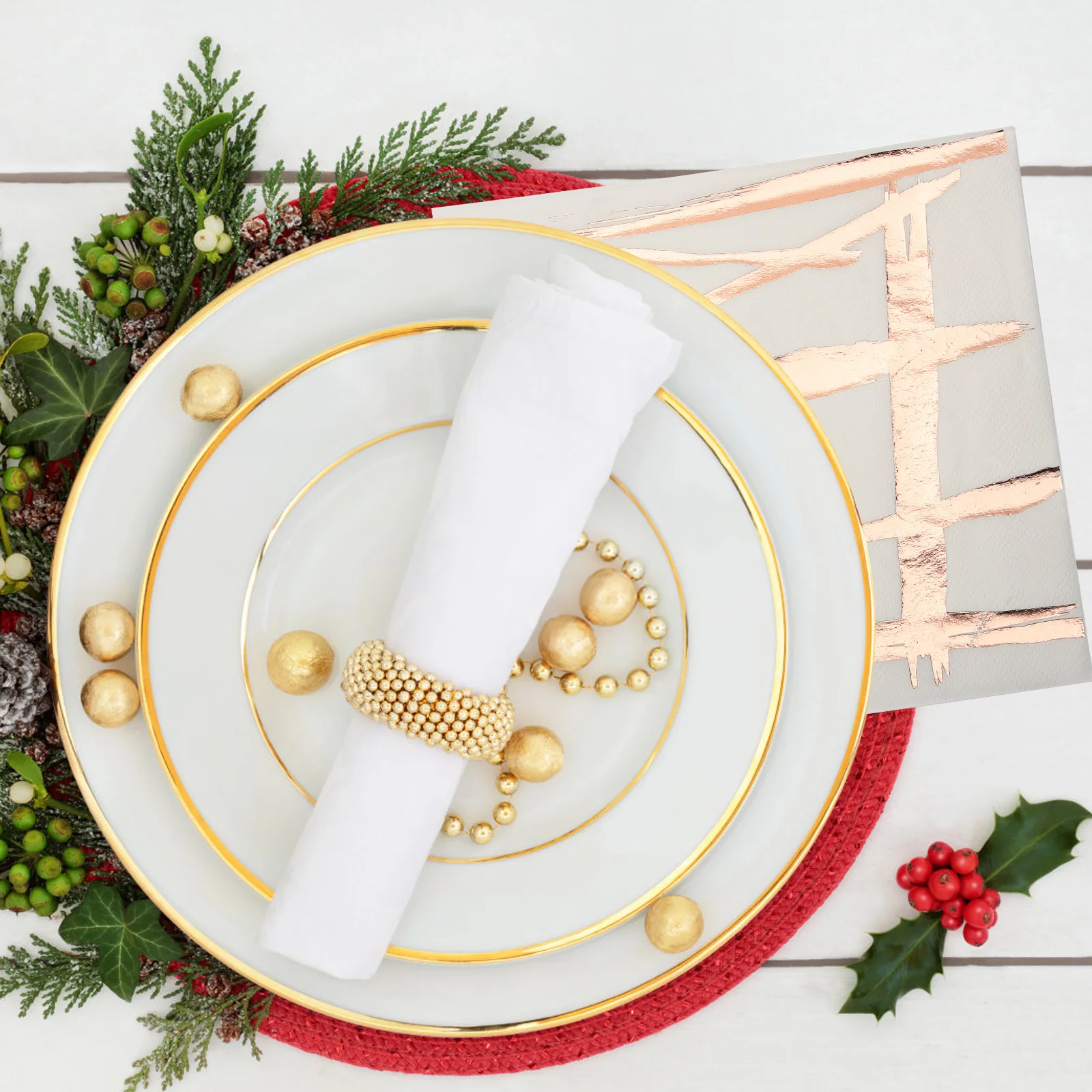 مناديل ورقية مطبوعة برقائق ذهبية لوازم حفلات الزفاف منديل عشاء مزخرف لطاولة عطلة الولائم #6