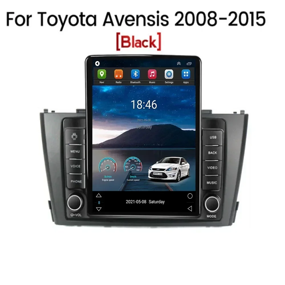 New Android 14.0 System 8-Core For Toyota Avensis 3 2008-2015 For Tesla Style Car Radio Multimedia Player Wireless CarPlay Auto