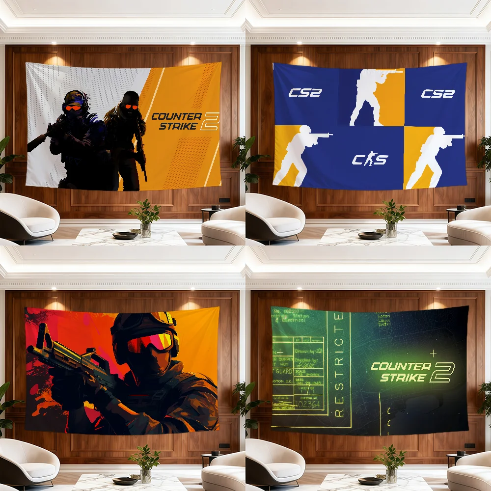 game logo cs2 c-counters s-strikes flag Room Dorm Camp Party Garage Bar wall Picnic hogar home Decor Banner Wall Hanging Gift