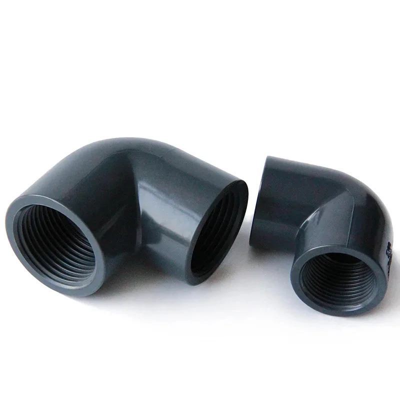 20/25/32/40/50/63mm BSP Double Female Thread 1/2" 3/4" 1" 1-1/4" 1-1/2" 2" 90 Degree Elbow Connector Dark Grey PVC Pipe Fitting
